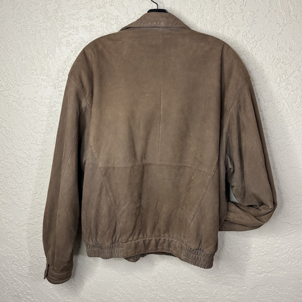 VTG True Breed Men's Distressed Brown Leather Retro Bomber Jacket Size L Aviator - Picture 2 of 14